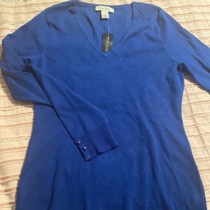White House black market Blue v neck sweater
